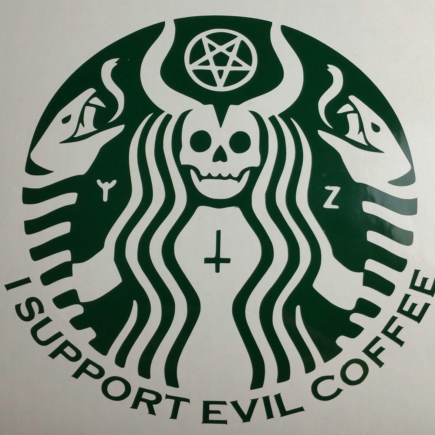 i support evil coffee vinyl sticker starbucks horror icons