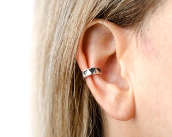 Sterling Silver Ear Cuff Earring Aztec Triangle Dots Piramyds Ear Wrap Earrings Boho Jewelry - ECU002