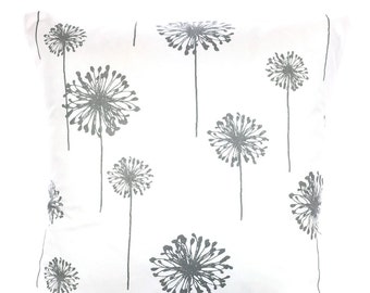 Gray Dandelion Pillow Cover, Decorative Throw Pillows, Cushions, Storm Grey, Couch Bed Pillows, Euro Sham, Cushions, One or More All Sizes