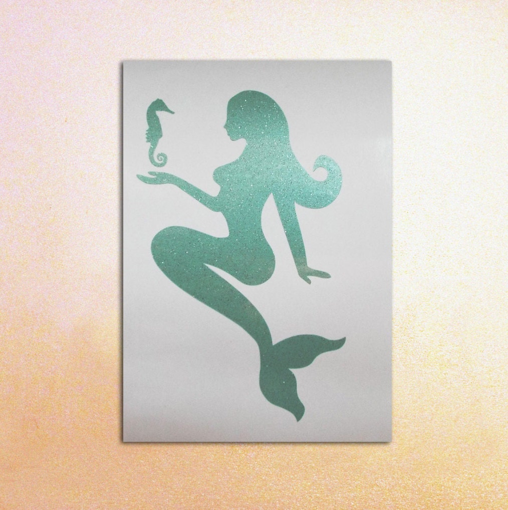 Mermaid with Seahorse Decal / Mermaid Car decal Laptop