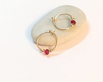 Hoop earrings, tiny ear hoops, hoop earrings with agates, hoop earrings gold, hoop earrings with beads, ear hoops, hoop earrings silver