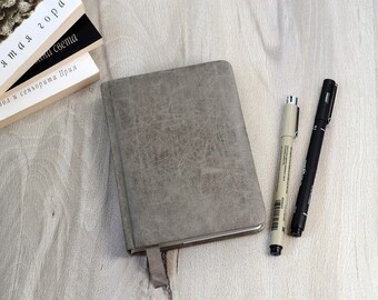 Leather notebook Gift for mens Notebook A6 journal Blank notebook Grey leather journal Gray notebook Blank book Leather covered notebook