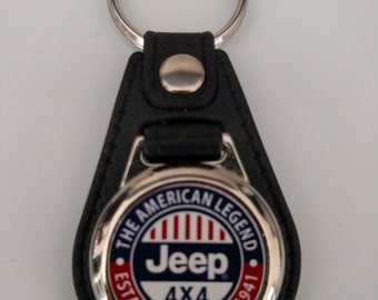 Jeep Keychain FOB single pack red white and blue