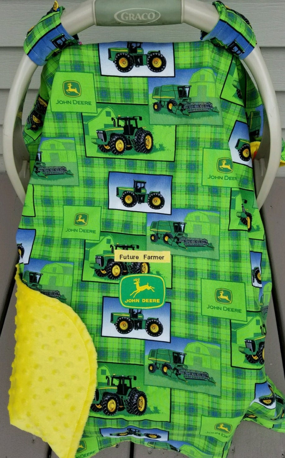 Car Seat Canopy Cover John Deere Tractor Baby by mamasgotmecovered