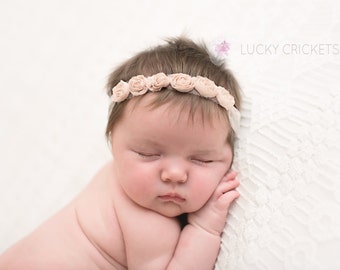 Newborn Flower Halo, Infant Flower Headband, Infant Flower Girl, Baby Lace Crown, Newborn Lace Crown, Baby Ivory Headband, Newborn Tieback