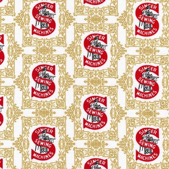 Sewing with Singer Red and Gold Metallic S Fabric by Singer for Robert