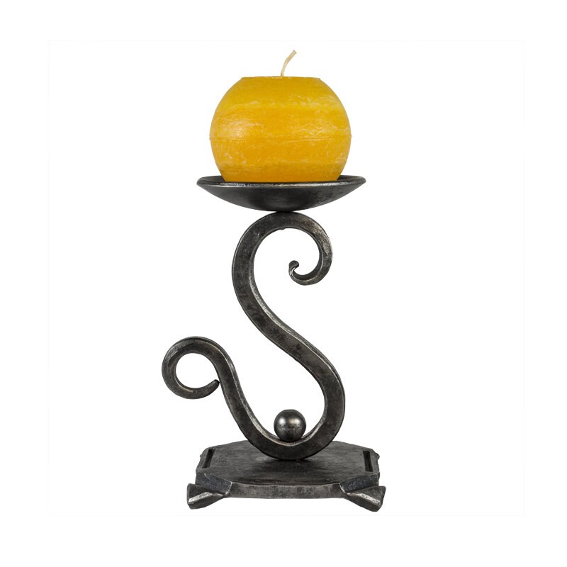 Wrought iron candle holder by hand blacksmith made