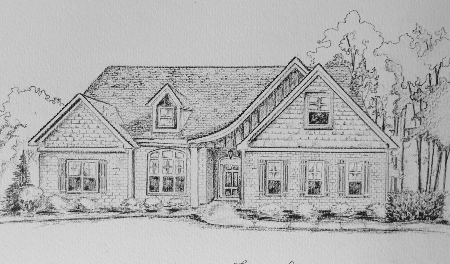 Custom pencil drawing of your house 8 x 10 House portrait