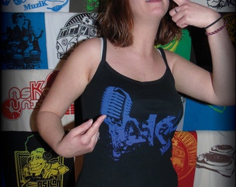 Top woman ASKAN UNITED 'Micro' - tank top black - blue-violet ink