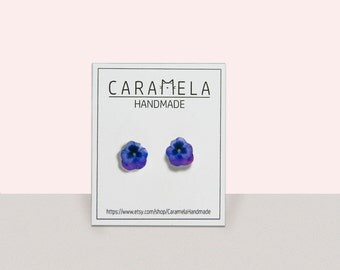 Purple Pansy Flower Stud Earrings Pansy flower earrings Post earrings Purple earrings Gift idea for her