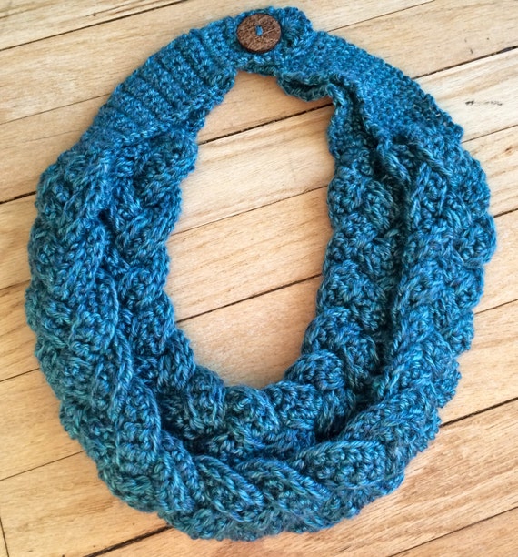 Items similar to Crocheted Braided Cowl, Scarf, Neck Warmer, Double Layered C...