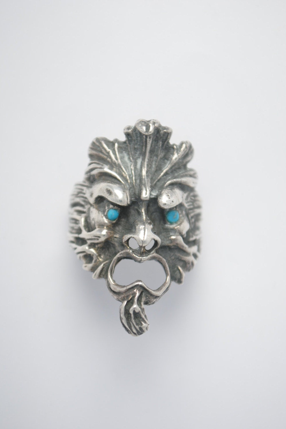 Sterling silver face mask ring and turquoise – Haute Juice