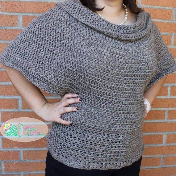 Handmade Winged Short Sleeve Sweater With Cowl Collar