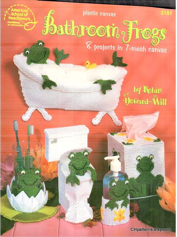 8 Designs BATHROOM FROGS Rare Plastic Canvas Pattern by CHpatterns