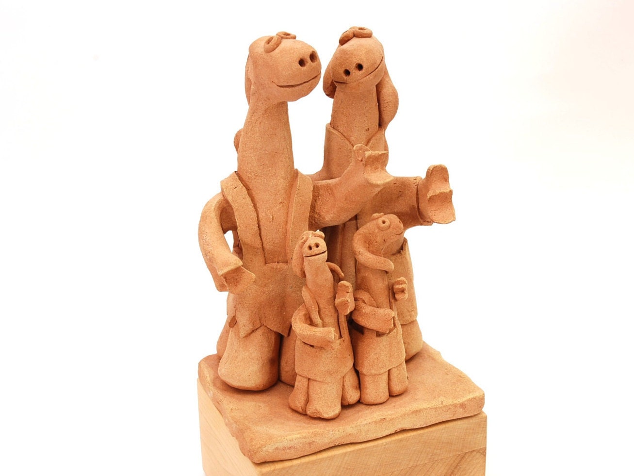Ceramic Family Sculpture with Two Kids clay family by IgorSpreizer