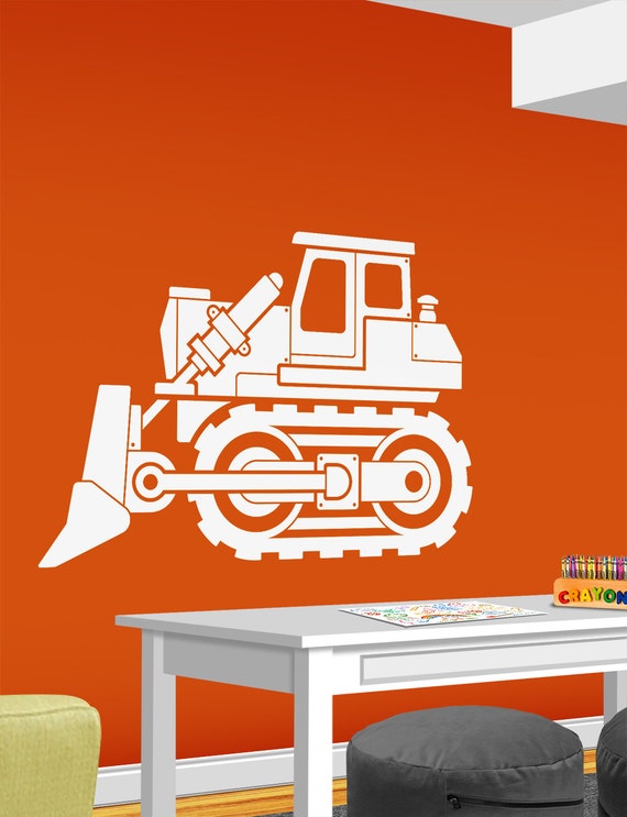 Construction Bulldozer Vinyl Wall Decal Boy by RobotWhaleStudios