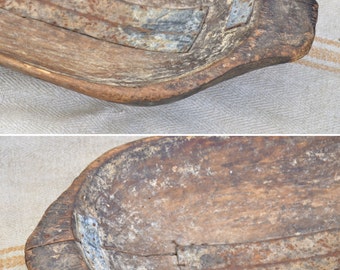 Primitive Dough Bowl, Antique Wooden Bowl, Hand Carved Wood Bowl, Rustic Farmhouse Decor, Small Vintage Dough Bowl, Distressed Wood Decor