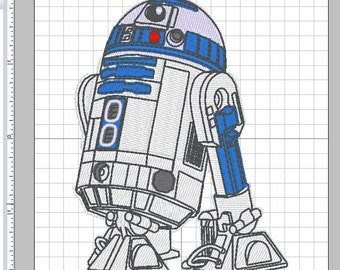 Star Wars R2-D2 Droid 4" x 3" Embroidery Design in PES +4 formats