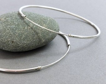 Large sterling silver hoops, Extra large silver hoop earrings, Silver hoops, Bohemian jewelry, Handmade silver modern hoops,