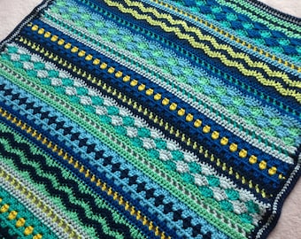 Crochet Baby Blanket Pattern / Tutorial: Baby Blues Blanket Crochet Pattern, Mixed Stitch Blanket, Baby Boy, Baby Girl - Instant Download