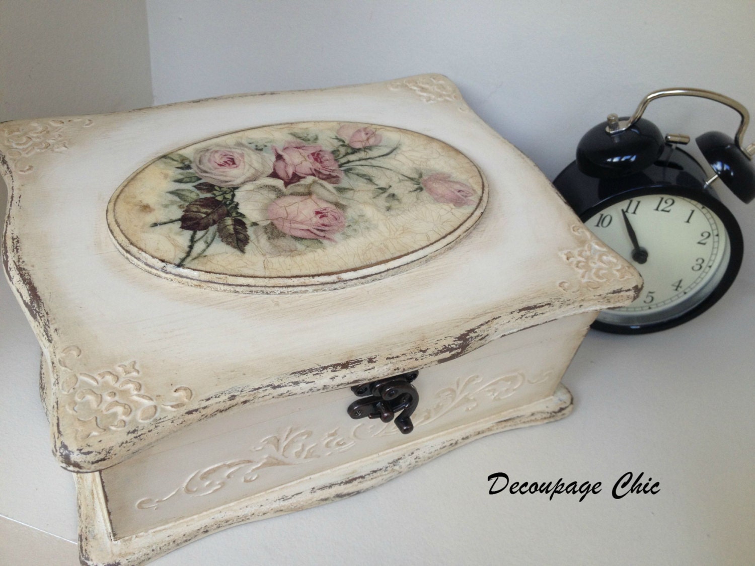 Jewelry box vintage keepsake decoupage box