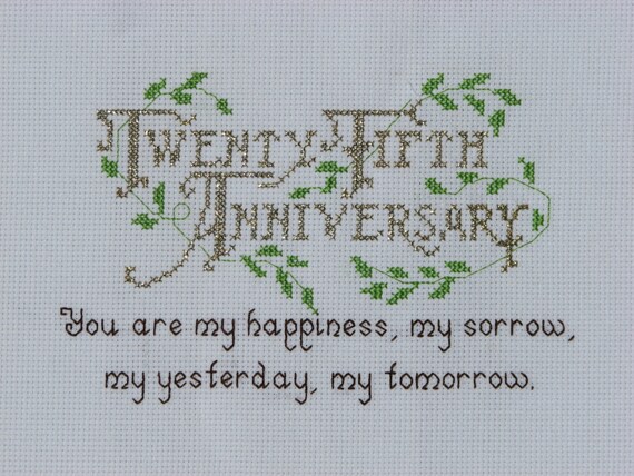 25th Wedding Anniversary Counted Cross Stitch