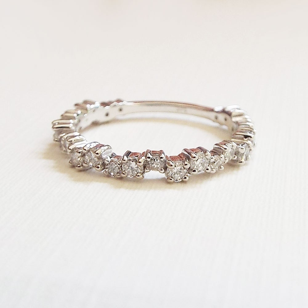 Unique Diamond Eternity Stacking band 14k Diamond Promise ring