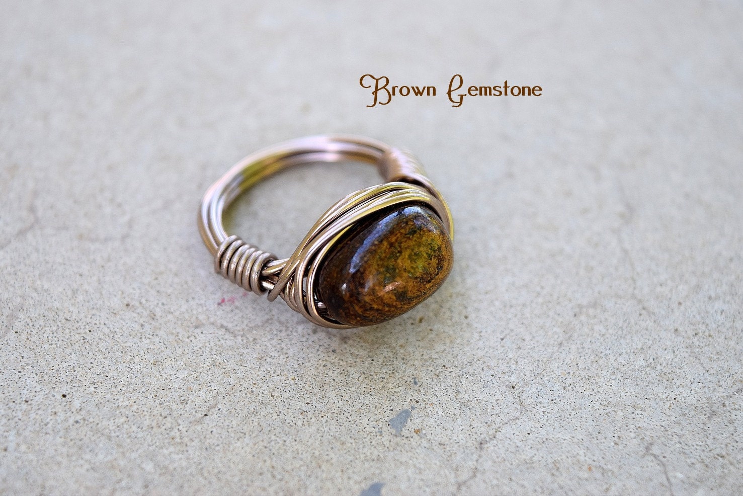 Wire Gemstone Ring Brown Gemstone Men's Ring by FreestyleHeart