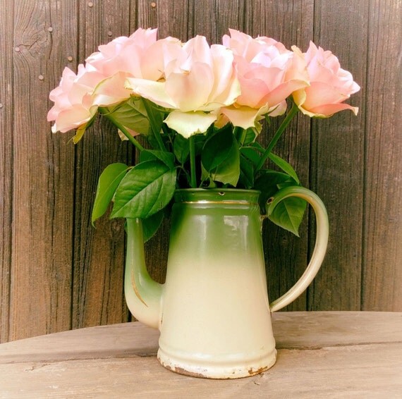 Vintage French Coffee Pot in Cream Green and by UneChoseFrancaise