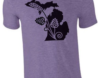 Michigan State Hops T-Shirt Mitten Tee Brew tee Smitten IPA Micro Brew