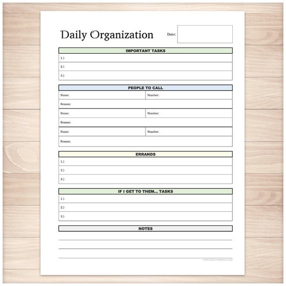 Printable Daily Task Sheet Full Page Organizer Clean And