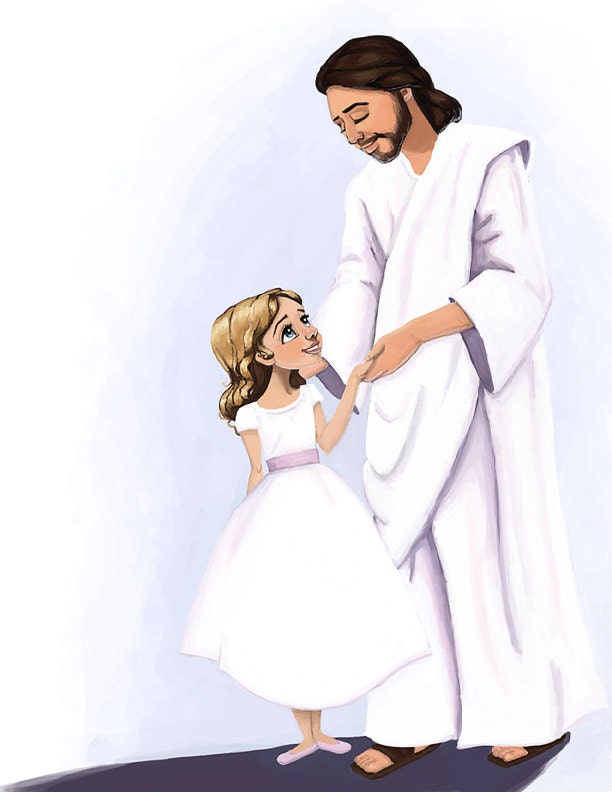 Christ painting with girl Jesus