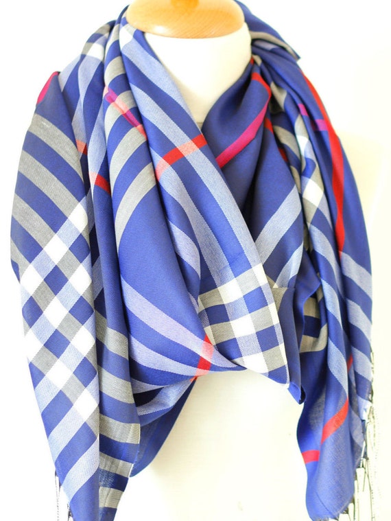 Burberry Blue Scarf Unisex Blue Burberry Look Scarf by mcdesgn