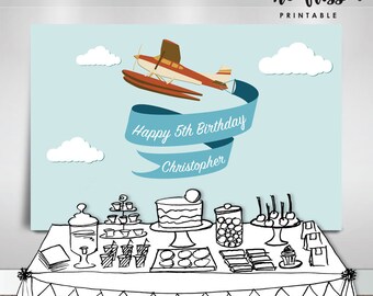 Airplane Backdrop | Party Banner | Poster | Signage | Personalised | Printable ONLY | Birthday Backdrop