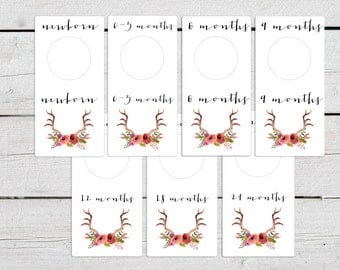 Floral Printable Baby Nursery Closet Dividers, Printable Baby Clothes Organizer, Printable Baby Clothes Dividers