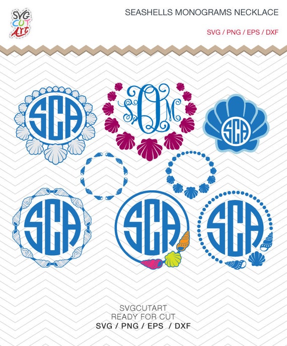 Download Seashell Shells Monograms Nautical Ocean Beach SVG DXF PNG eps