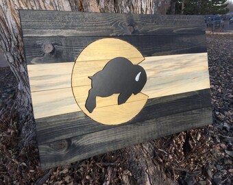 CU Buffs Wood Flag - Beetle-kill wall art, Colorado Buffaloes, Colorado Buffs flag, CU flag, CU Buffaloes, housewarming, birthday gift