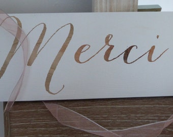 Panneau de remerciement pour mariage.Panneau pour carton de remerciement. Signalétique bois. French wood wedding sign