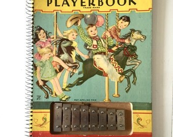 SALE***1938 Sing a Song Player Book with Built In Xylophone Antique Spiral Hardback