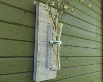Rustic Wall Sconce Wood Flower Vase Decor Rustic Wall Sconce Wood Flower Vase Decor