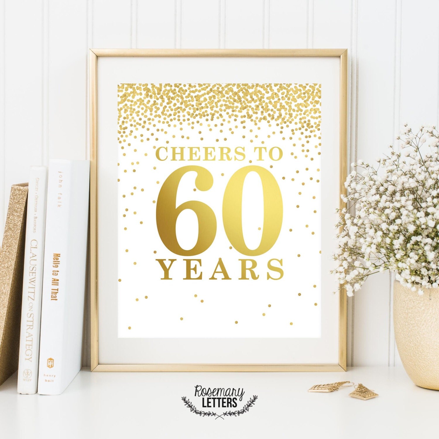 Cheers To 60 Years Set Of 2 Printables 60th Birthday Decor