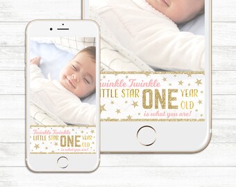 INSTANT DOWNLOAD, Snapchat Filter, Twinkle Twinkle Little Star, First Birthday, 1st birthday Geofilter Baby Girl Snapchat Geofilter Birthday
