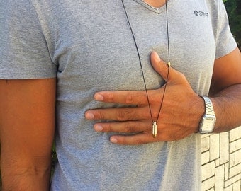Bullet Necklace Men, Gun Bullet Pendant, Men's Necklace Made in Greece, by Christina Christi Jewels.