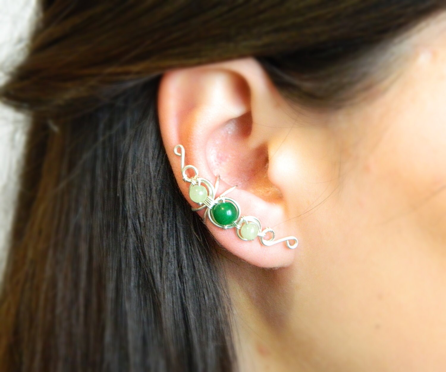 Cuff ear jade stone Cuff ear Stone carnelian Cuff by ViantaArt