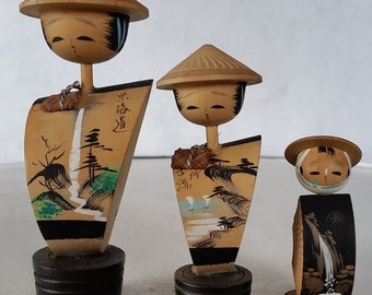 Vintage Japanese Kokeshi Trio