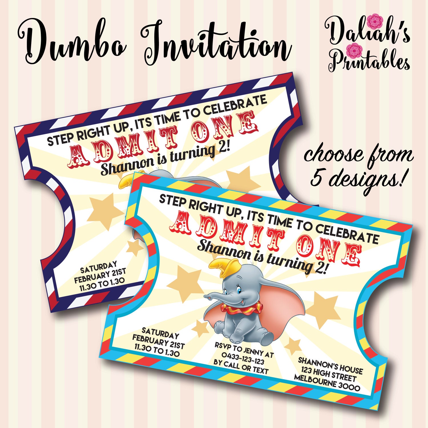 Dumbo Baby Invitations 4