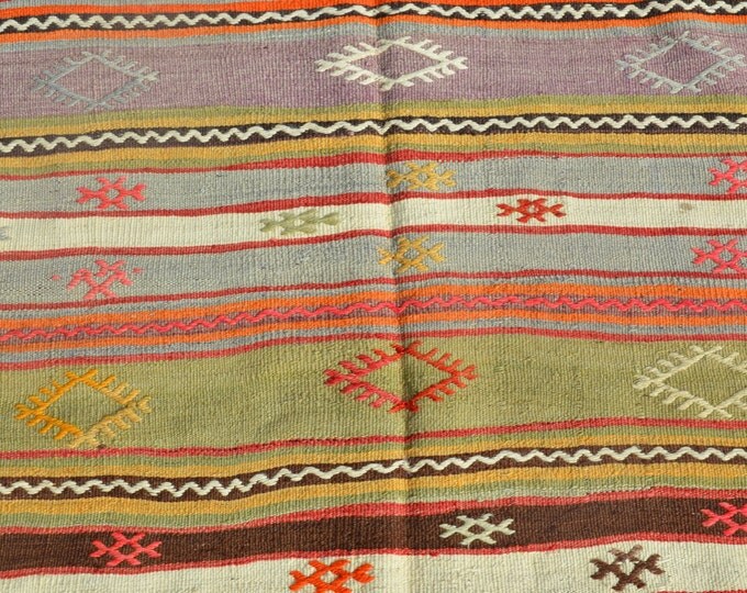 Pastel Kilim Rug, 66.4" x 121.6" / 166 x 304 cm, Bohemian Rug, Tribal Rugs, Kilim Rugs, Boho Rug, Vintage Kilim Rug, Turkish Kilim Rug