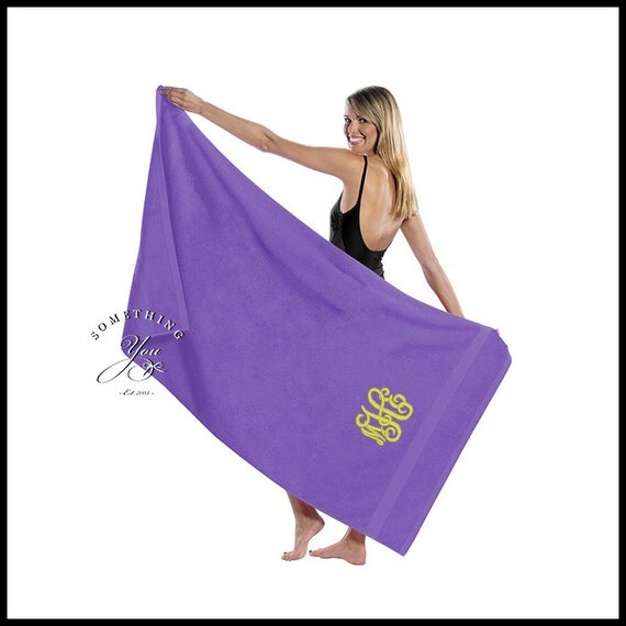 Oversized Personalized Purple Beach Towel King Size 36