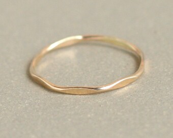 gold or rose gold stacking ring. super skinny slim. hammered and shiny. ONE. gold filled classic stack ring. minimalist ring. dainty ring.