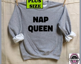 NAP QUEEN. Unisex Heather Sweatshirts. Plus Sizes. Mens Womens Clothing. Napping. Sleep. bed. I'd rather be napping. Cuddle bunny. Snooze